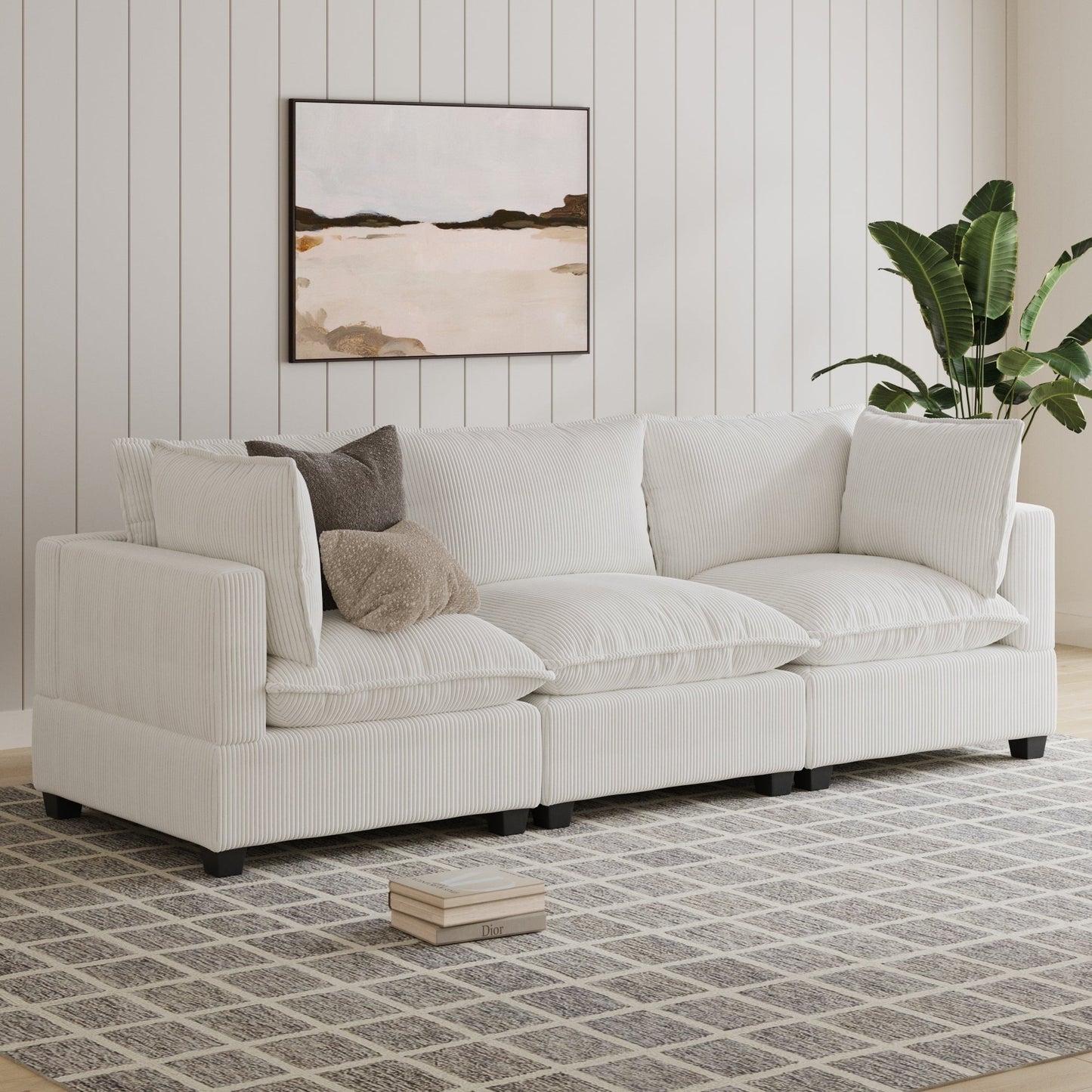 Canapé modulaire rembourré Chelsea Modern Cloud avec assise profonde et coussins moelleux