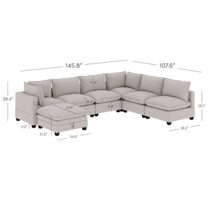 Canapé modulaire rembourré Chelsea Modern Cloud avec assise profonde et coussins moelleux