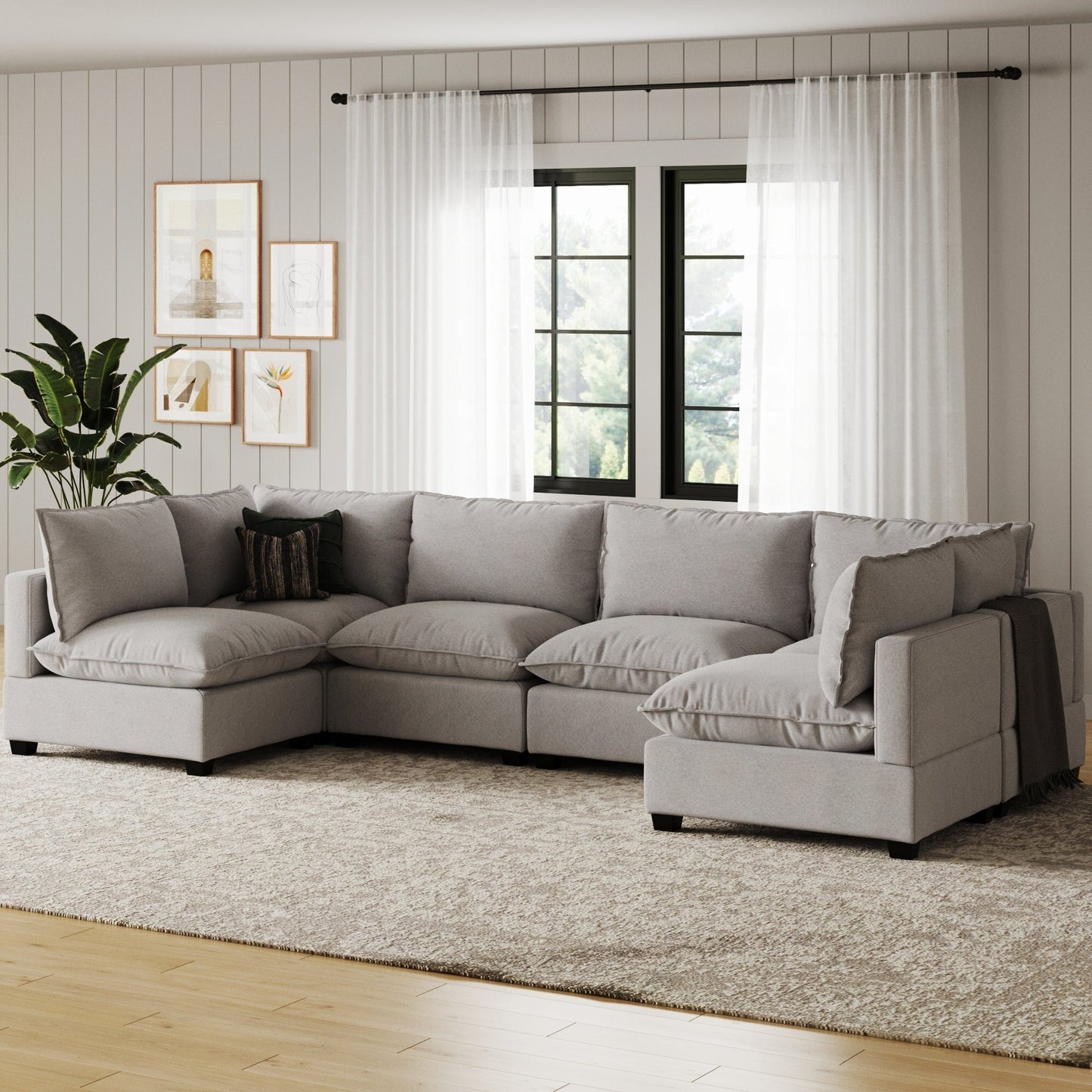 Canapé modulaire rembourré Chelsea Modern Cloud avec assise profonde et coussins moelleux