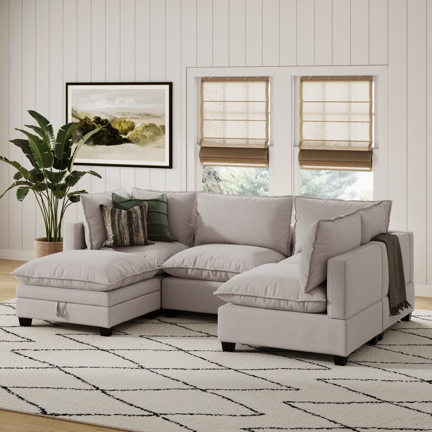 Canapé modulaire rembourré Chelsea Modern Cloud avec assise profonde et coussins moelleux