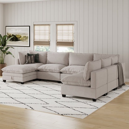 Canapé modulaire rembourré Chelsea Modern Cloud avec assise profonde et coussins moelleux