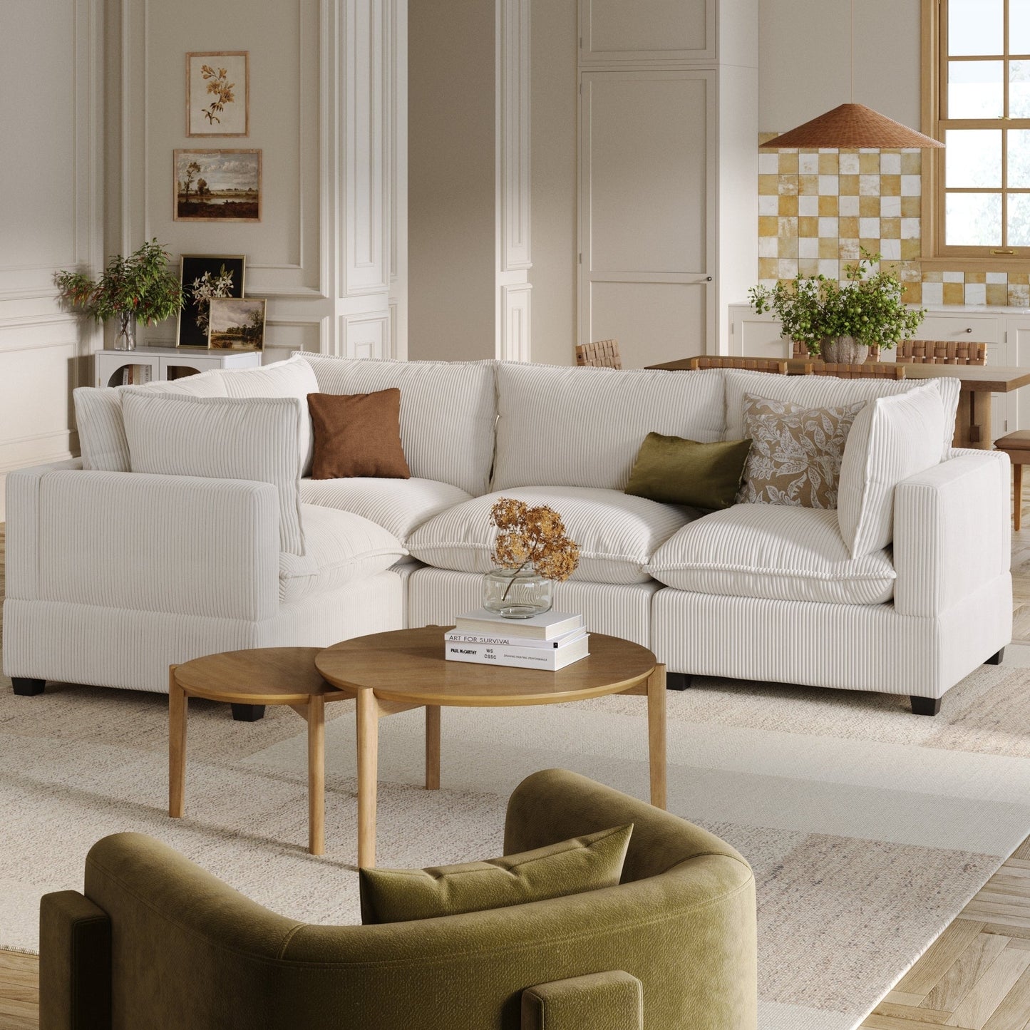 Canapé modulaire rembourré Chelsea Modern Cloud avec assise profonde et coussins moelleux