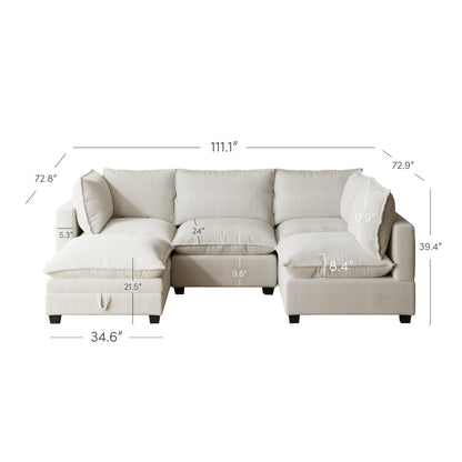 Canapé modulaire rembourré Chelsea Modern Cloud avec assise profonde et coussins moelleux