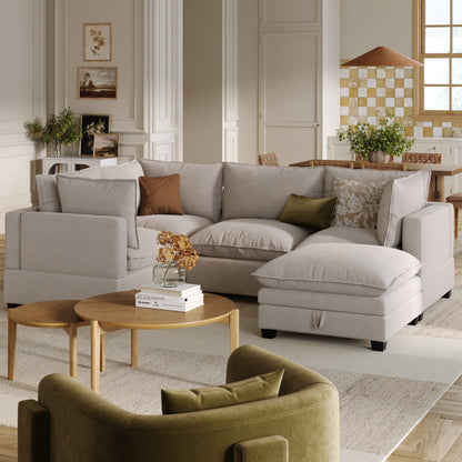 Canapé modulaire rembourré Chelsea Modern Cloud avec assise profonde et coussins moelleux