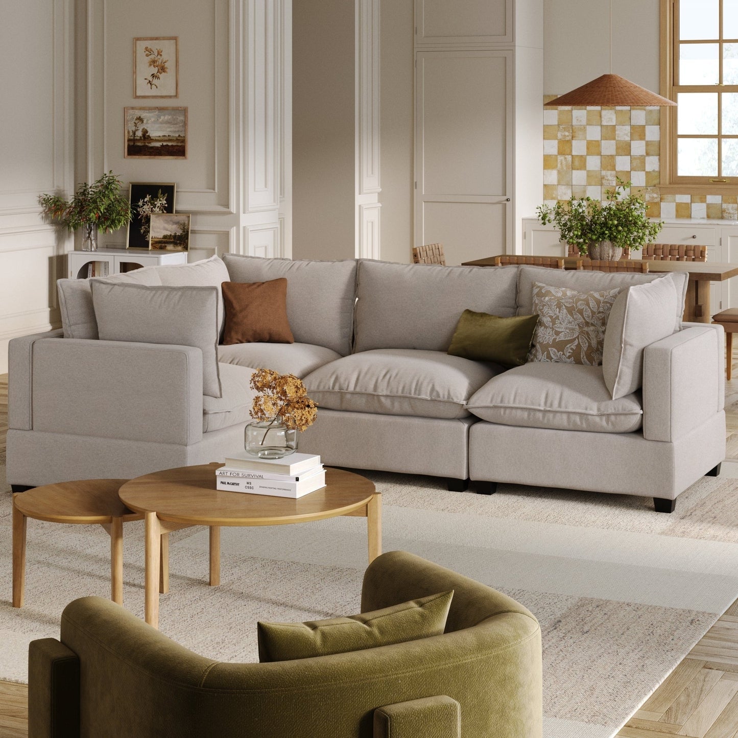 Canapé modulaire rembourré Chelsea Modern Cloud avec assise profonde et coussins moelleux