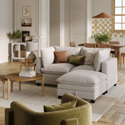 Canapé modulaire rembourré Chelsea Modern Cloud avec assise profonde et coussins moelleux