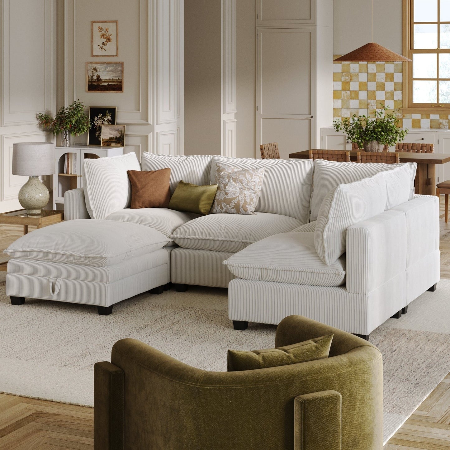 Canapé modulaire rembourré Chelsea Modern Cloud avec assise profonde et coussins moelleux