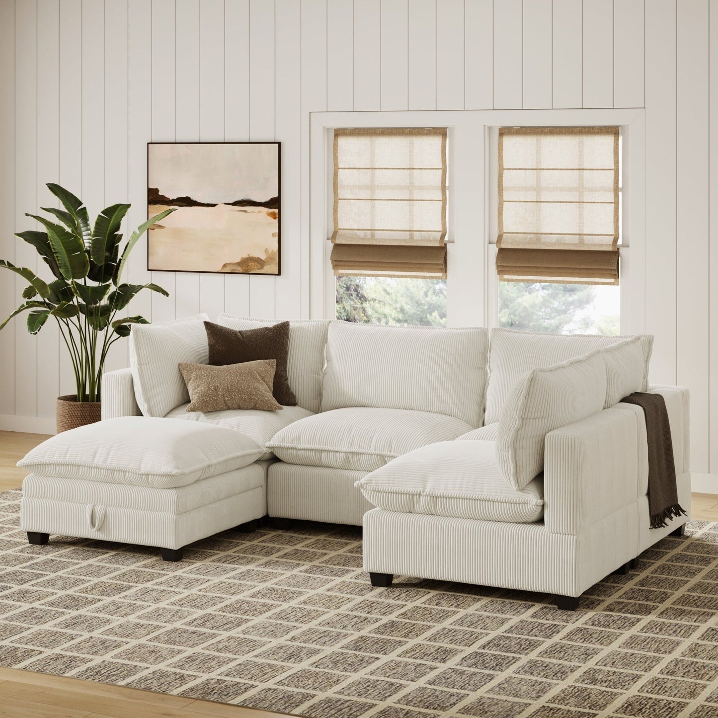 Canapé modulaire rembourré Chelsea Modern Cloud avec assise profonde et coussins moelleux