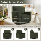Fauteuil pivotant à 360° en chenille, fauteuil moderne avec poches latérales, fauteuil pivotant, fauteuil inclinable ergonomique pour chambre à coucher