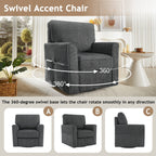 Fauteuil pivotant à 360° en chenille, fauteuil moderne avec poches latérales, fauteuil pivotant, fauteuil inclinable ergonomique pour chambre à coucher
