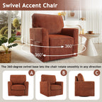 Fauteuil pivotant à 360° en chenille, fauteuil moderne avec poches latérales, fauteuil pivotant, fauteuil inclinable ergonomique pour chambre à coucher