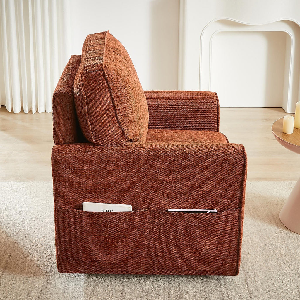 Fauteuil pivotant à 360° en chenille, fauteuil moderne avec poches latérales, fauteuil pivotant, fauteuil inclinable ergonomique pour chambre à coucher