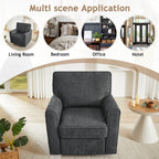 Fauteuil pivotant à 360° en chenille, fauteuil moderne avec poches latérales, fauteuil pivotant, fauteuil inclinable ergonomique pour chambre à coucher