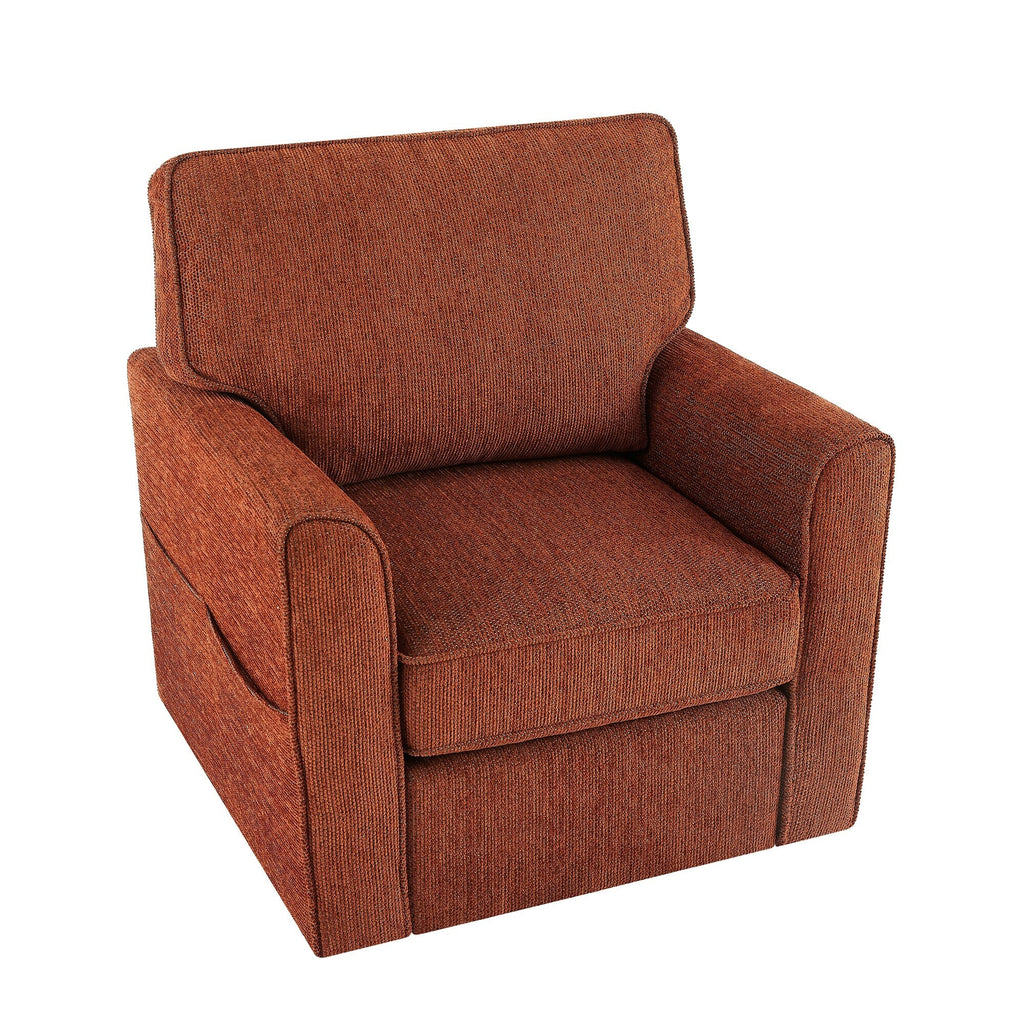 Fauteuil pivotant à 360° en chenille, fauteuil moderne avec poches latérales, fauteuil pivotant, fauteuil inclinable ergonomique pour chambre à coucher