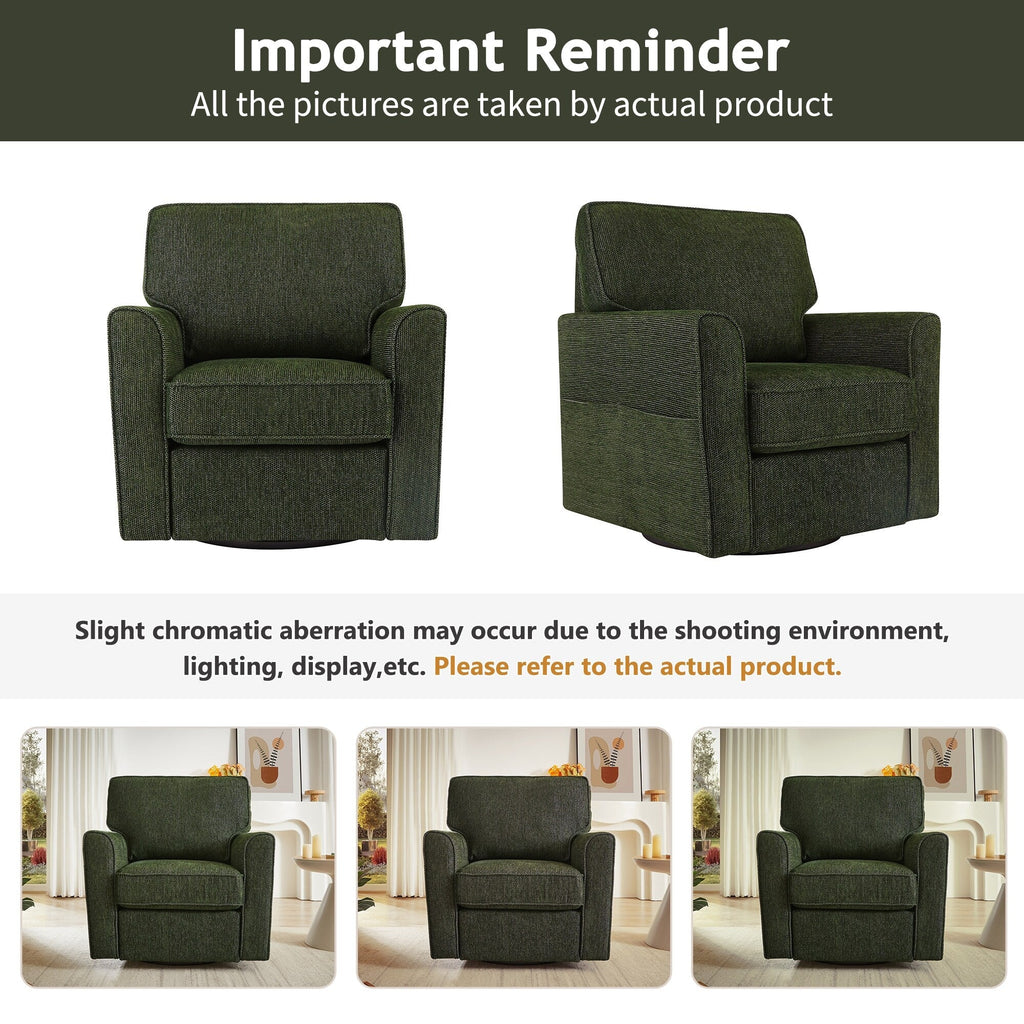 Fauteuil pivotant à 360° en chenille, fauteuil moderne avec poches latérales, fauteuil pivotant, fauteuil inclinable ergonomique pour chambre à coucher