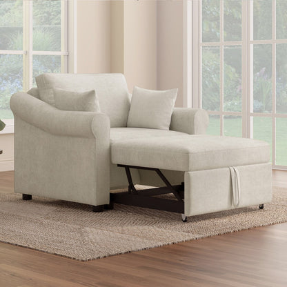 Fauteuil convertible en chenille avec dossier réglable, chaise longue 3 en 1 transformable en lit, lit simple pour salon
