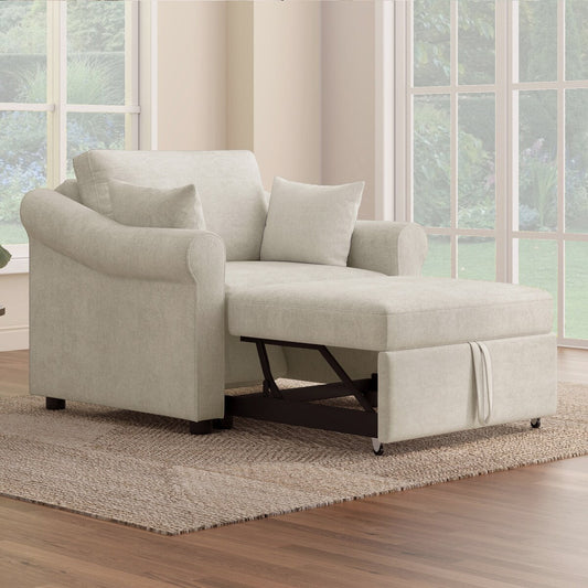 Fauteuil convertible en chenille avec dossier réglable, chaise longue 3 en 1 transformable en lit, lit simple pour salon