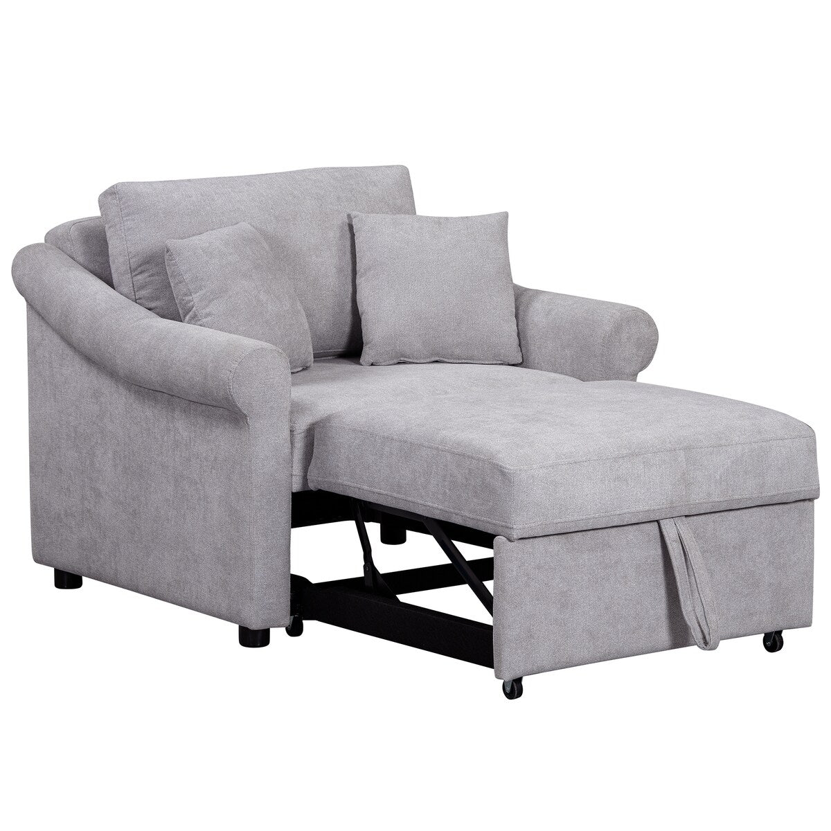 Fauteuil convertible en chenille avec dossier réglable, chaise longue 3 en 1 transformable en lit, lit simple pour salon