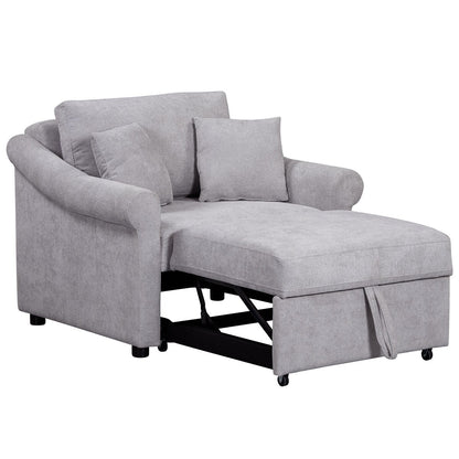 Fauteuil convertible en chenille avec dossier réglable, chaise longue 3 en 1 transformable en lit, lit simple pour salon