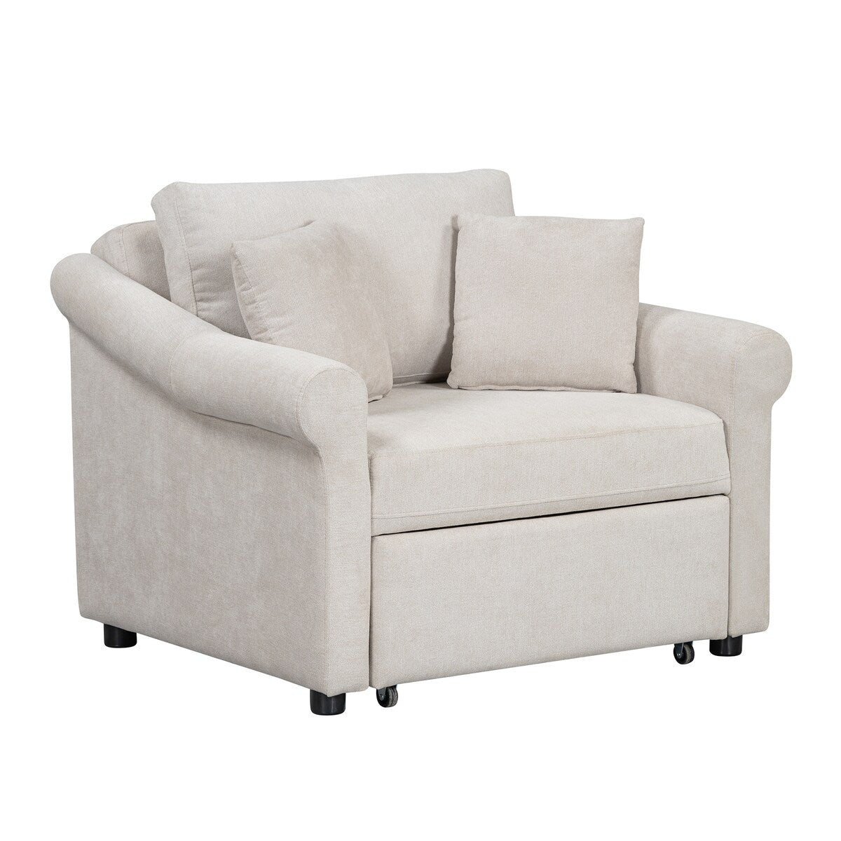Fauteuil convertible en chenille avec dossier réglable, chaise longue 3 en 1 transformable en lit, lit simple pour salon