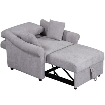 Fauteuil convertible en chenille avec dossier réglable, chaise longue 3 en 1 transformable en lit, lit simple pour salon