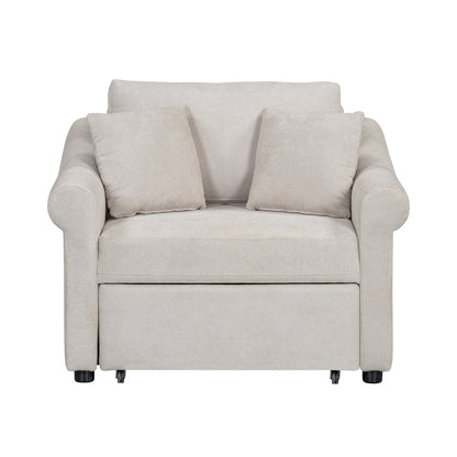 Fauteuil convertible en chenille avec dossier réglable, chaise longue 3 en 1 transformable en lit, lit simple pour salon