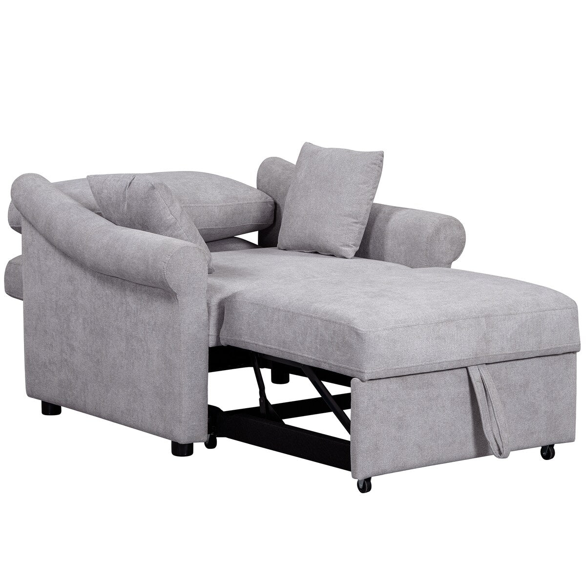 Fauteuil convertible en chenille avec dossier réglable, chaise longue 3 en 1 transformable en lit, lit simple pour salon