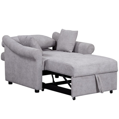 Fauteuil convertible en chenille avec dossier réglable, chaise longue 3 en 1 transformable en lit, lit simple pour salon