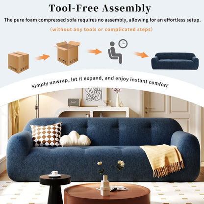 Canapé 3 places en tissu chenille avec capitonnage et compression intégrale en éponge