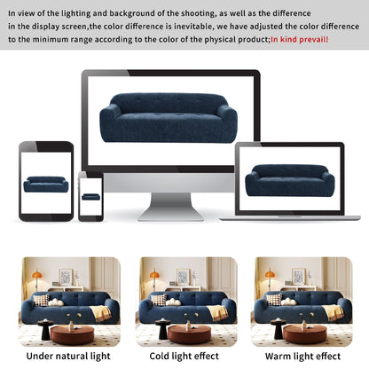 Canapé 3 places en tissu chenille avec capitonnage et compression intégrale en éponge
