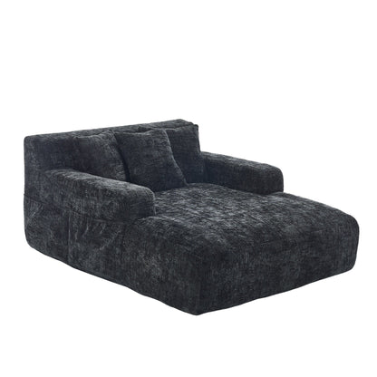 Canapé-lit en chenille avec coussins - Fauteuil convertible avec accoudoirs, canapé-lit multi-positions pour salon