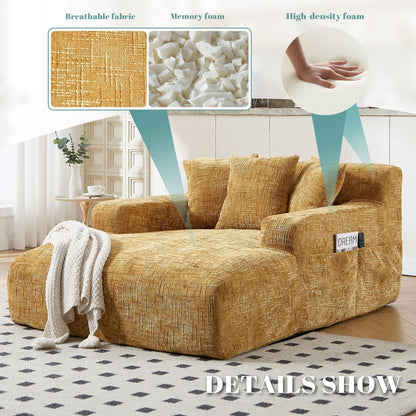 Canapé-lit en chenille avec coussins - Fauteuil convertible avec accoudoirs, canapé-lit multi-positions pour salon
