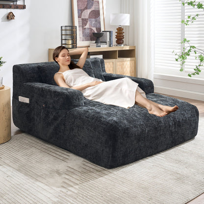 Canapé-lit en chenille avec coussins - Fauteuil convertible avec accoudoirs, canapé-lit multi-positions pour salon