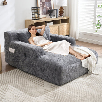 Canapé-lit en chenille avec coussins - Fauteuil convertible avec accoudoirs, canapé-lit multi-positions pour salon