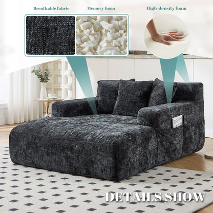 Canapé-lit en chenille avec coussins - Fauteuil convertible avec accoudoirs, canapé-lit multi-positions pour salon