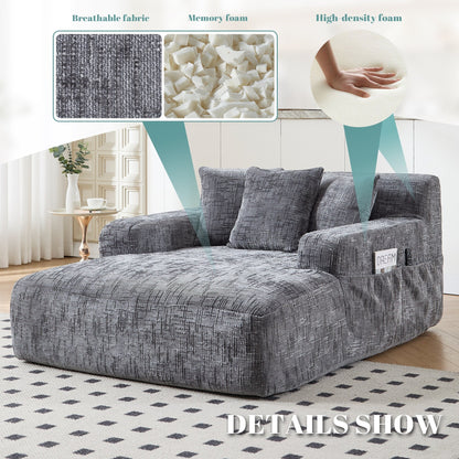 Canapé-lit en chenille avec coussins - Fauteuil convertible avec accoudoirs, canapé-lit multi-positions pour salon