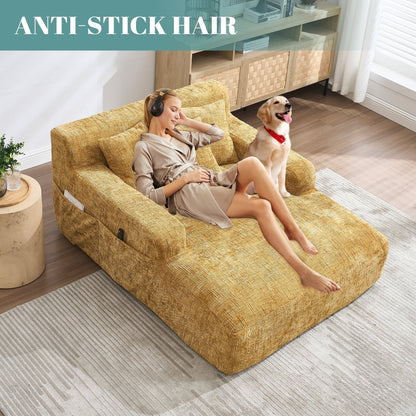 Canapé-lit en chenille avec coussins - Fauteuil convertible avec accoudoirs, canapé-lit multi-positions pour salon