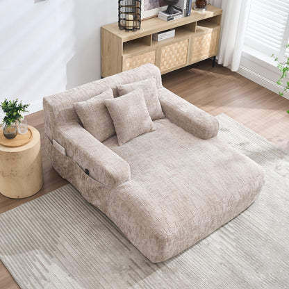 Canapé-lit en chenille avec coussins - Fauteuil convertible avec accoudoirs, canapé-lit multi-positions pour salon