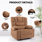 Fauteuil inclinable manuel en chenille avec massage et chauffage lombaire, deux porte-gobelets et poches latérales