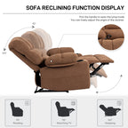 Fauteuil inclinable manuel en chenille avec massage et chauffage lombaire, deux porte-gobelets et poches latérales
