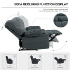 Fauteuil inclinable manuel en chenille avec massage et chauffage lombaire, deux porte-gobelets et poches latérales