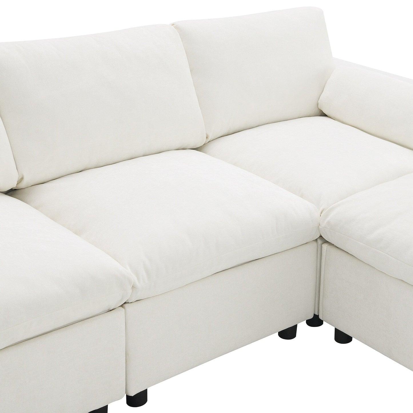 Canapé modulaire sectionnel en chenille avec poches de rangement, ensemble de canapés en U 5 places avec coussins, canapé Cloud avec 2 poufs amovibles
