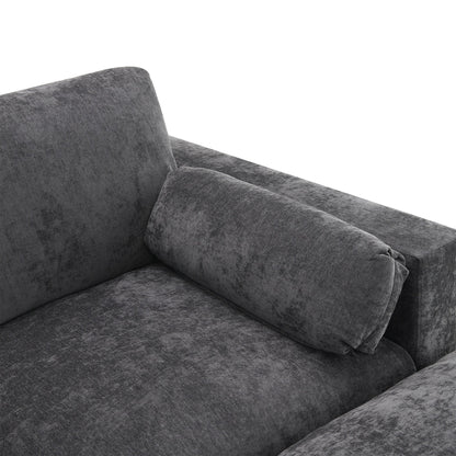 Canapé modulaire sectionnel en chenille avec poches de rangement, ensemble de canapés en U 5 places avec coussins, canapé Cloud avec 2 poufs amovibles