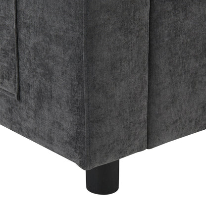 Canapé modulaire sectionnel en chenille avec poches de rangement, ensemble de canapés en U 5 places avec coussins, canapé Cloud avec 2 poufs amovibles