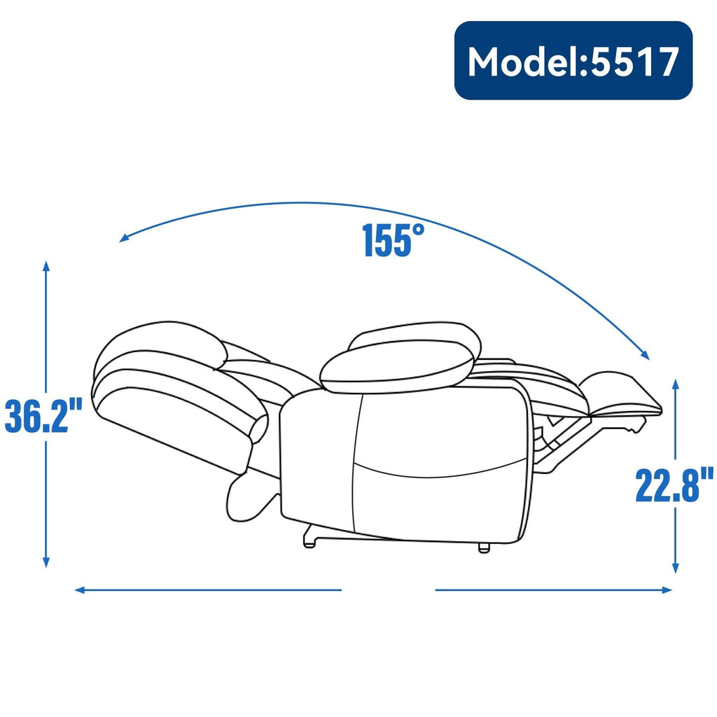 Fauteuil inclinable et massant à 8 points avec relevage électrique en chenille, chauffage de la taille, ports USB et porte-gobelet en acier inoxydable