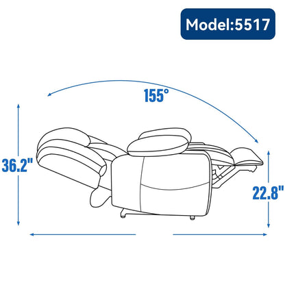 Fauteuil inclinable et massant à 8 points avec relevage électrique en chenille, chauffage de la taille, ports USB et porte-gobelet en acier inoxydable