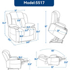 Fauteuil inclinable et massant à 8 points avec relevage électrique en chenille, chauffage de la taille, ports USB et porte-gobelet en acier inoxydable
