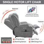 Fauteuil inclinable et massant à 8 points avec relevage électrique en chenille, chauffage de la taille, ports USB et porte-gobelet en acier inoxydable