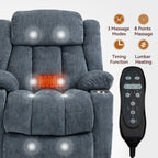 Fauteuil inclinable et massant à 8 points avec relevage électrique en chenille, chauffage de la taille, ports USB et porte-gobelet en acier inoxydable