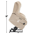 Fauteuil inclinable et massant à 8 points avec relevage électrique en chenille, chauffage de la taille, ports USB et porte-gobelet en acier inoxydable